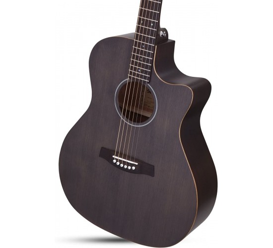 Schecter Deluxe Acoustic акустическая гитара, цвет черный, выставочный образец
