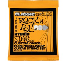 Ernie Ball 2252 струны для эл.гитары Classic Pure Nickel Hybrid Slinky (9-11-16-26-36-46)
