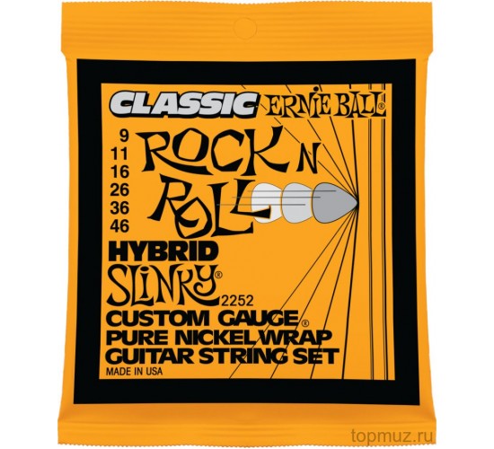 Ernie Ball 2252 струны для эл.гитары Classic Pure Nickel Hybrid Slinky (9-11-16-26-36-46)