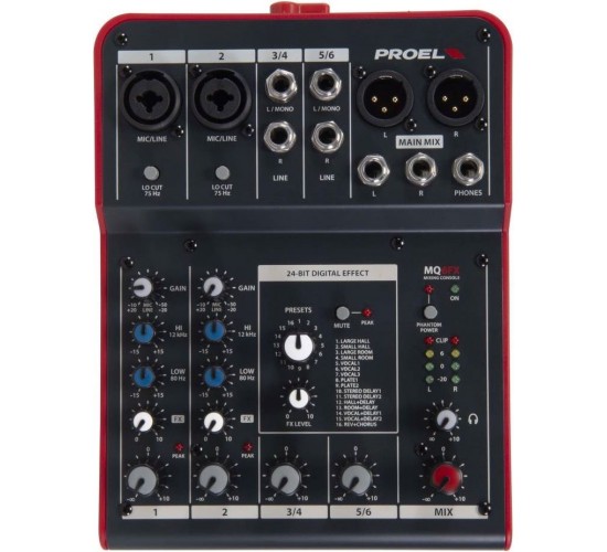 Proel MQ6FX 6-канальный микшерный пульт с DSP-процессором