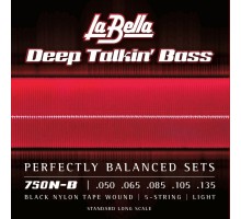 La Bella 750N-B Комплект струн для 5-струнной бас-гитары с черным нейлоном 050-135