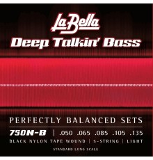 La Bella 750N-B Комплект струн для 5-струнной бас-гитары с черным нейлоном 050-135