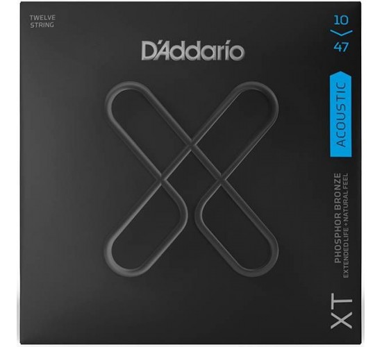 D'Addario XTAPB1047-12 XT Комплект струн для 12-струнной акуст. гитары, ф.бронза,10-47, с покрытием