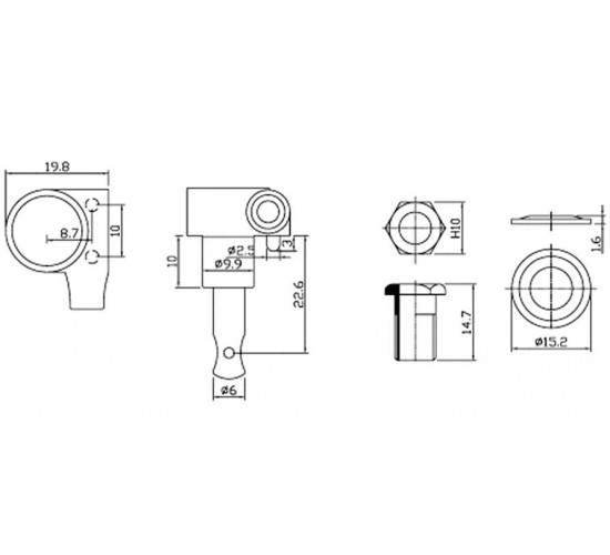 HC tuner LC221-D07 колки локовые 6 в линию на 2-х шпильках для Ibanez, черные