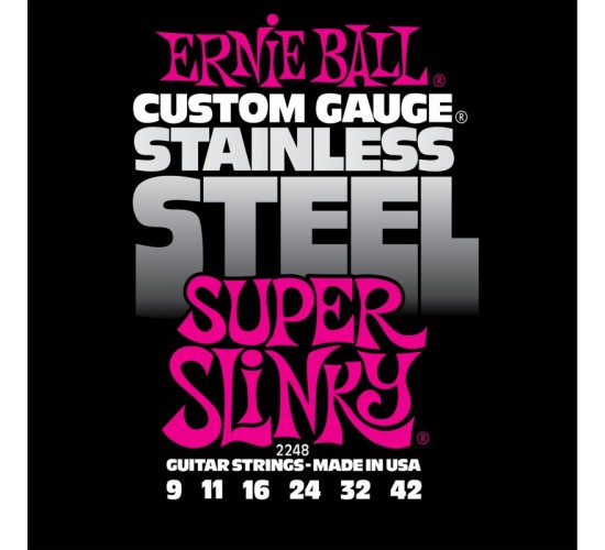 Ernie Ball 2248 струны для эл.гитары Stainless Steel Super Slinky (9-11-16-24w-32-42)