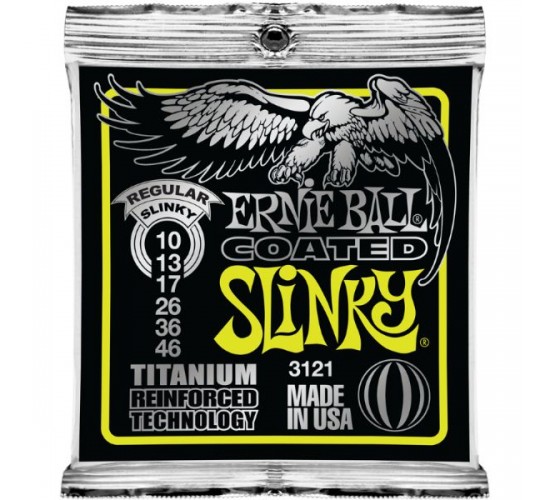 Ernie Ball 3121 струны для эл.гитары Coated Electric Titanium RPS Regular Slinky (10-13-17-26-36-46)