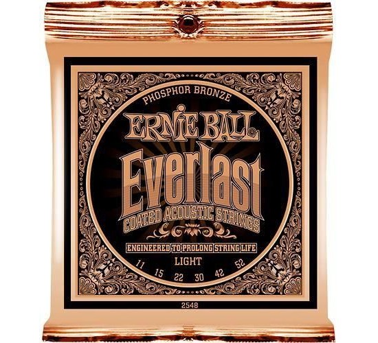 Ernie Ball 2548 струны для акуст.гитары Everlast Coated Phosphor Bronze Light (11-15-22w-30-42-52) фосфорная бронза с нанонапылением