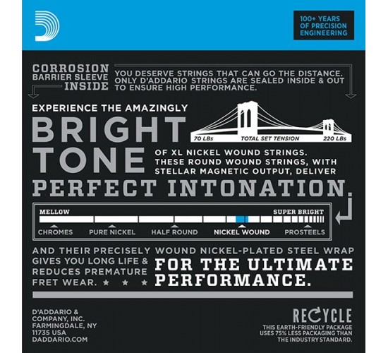 D'Addario EXL120-8 Nickel Wound Комплект струн для 8-струнной электрогитары, Super Light, 9-65