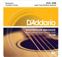 D'Addario EJ19 Phosphor Bronze Комплект струн для акустической гитары, ф/б, Bluegrass, 12-56