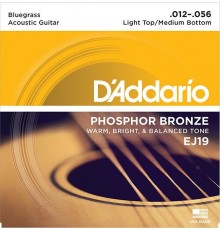 D'Addario EJ19 Phosphor Bronze Комплект струн для акустической гитары, ф/б, Bluegrass, 12-56