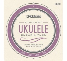D'Addario EJ65C Комплект струн для концертного укулеле, прозрачный нейлон