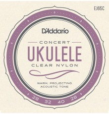 D'Addario EJ65C Комплект струн для концертного укулеле, прозрачный нейлон