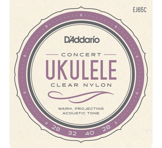 D'Addario EJ65C Комплект струн для концертного укулеле, прозрачный нейлон