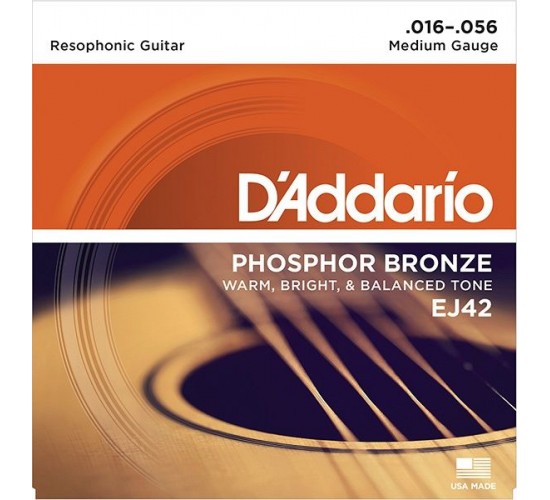 D'Addario EJ42 Resophonic Комплект струн для резонаторной (добро) гитары, ф/б, 16-56