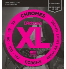 D'Addario ECB81-5 Chromes Комплект струн для 5-струнной бас-гитары, Light, 45-132, Long Scale