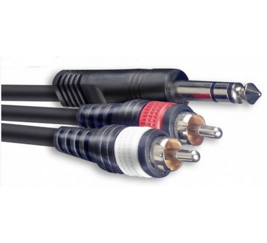 Stagg SYC2/PS2CM E аудио шнур стерео Jack 1/4" - 2 x RCA папа, длина 2 метра, черного цвета.