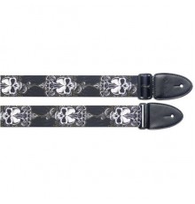 Stagg STE Black Skull ремень для гитары из терилена,рисунок: белые черепа на черном фоне