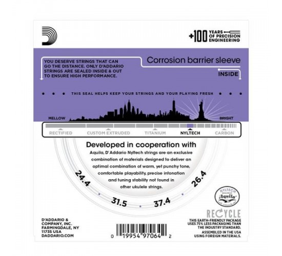 D'Addario EJ88C комплект струн для концертной укулеле 024-031-037-026
