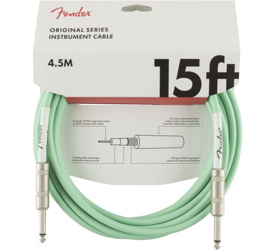 Fender 15 Original Instr. Cable SFG Surf Green инструментальный кабель, зеленый, длина 4.5м