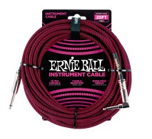 Ernie Ball 6062 кабель инструментальный, прямой / угловой джеки, длина 7,62м, цвет чёрный с красным