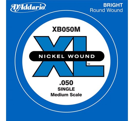 D'Addario XB050M Nickel Wound Отдельная струна для бас-гитары, никелированная, 050