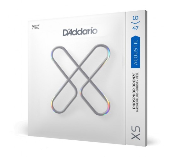 D'Addario XSAPB1047-12 XS Комплект струн для 12-струнной акустической гитары, фосф.бронза, 10-47