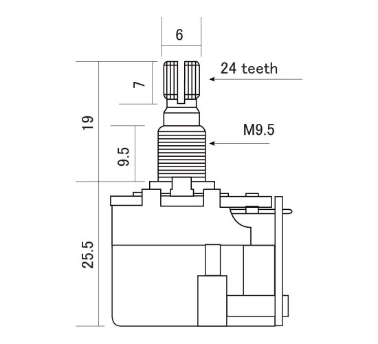 Hosco H-CTS-A250-PP Потенциометр 250кОм (лог), Push-Pull