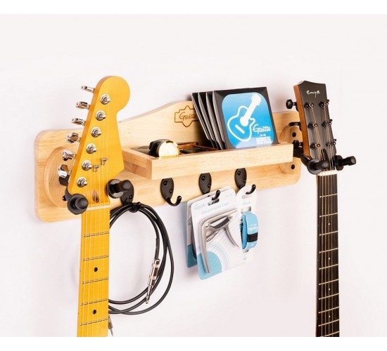 Guitto GGS-10 Настенный держатель для гитары (крюк), двойной, с крючками и полкой