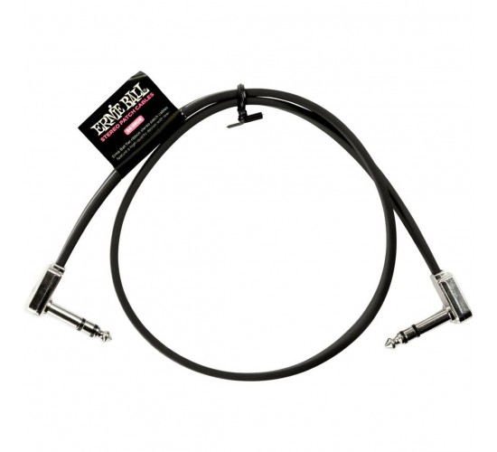 Ernie Ball 6410 соединительный кабель stereo плоский,60см,угловой джек/угловой джек, черный