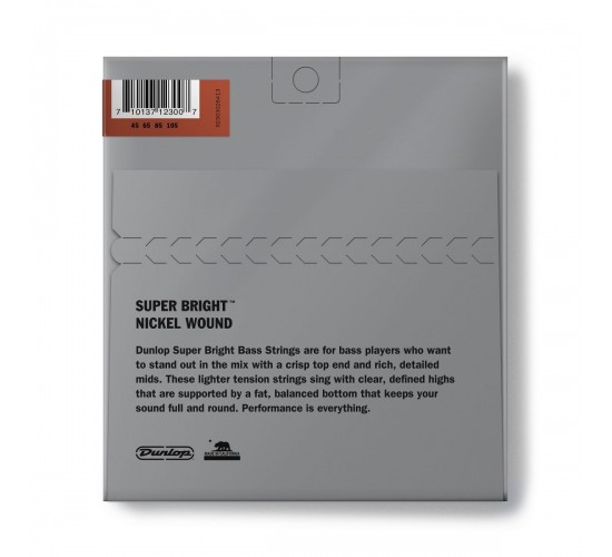 Dunlop DBSBN45105S Super Bright Комплект струн для бас-гитары, никелированные, Short Scale, 45-105