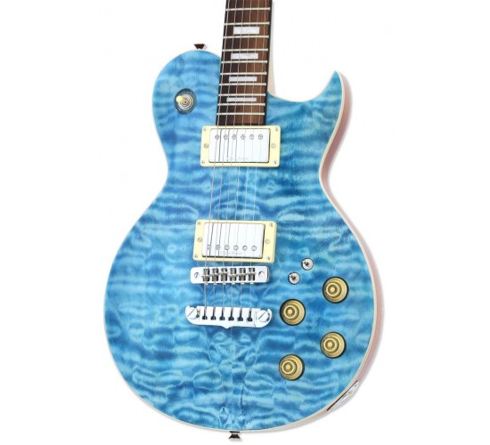 Aria PE-480 SEBL электрогитара, цвет прозрачный изумрудно-голубой