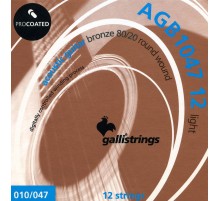 Galli AGB1047-12 Комплект струн для 12-струнной акустической гитары, натяжение LIGHT, 10-47