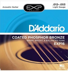 D'Addario EXP16 Coated Phosphor Bronze Комплект струн для акустической гитары, Light, 12-53