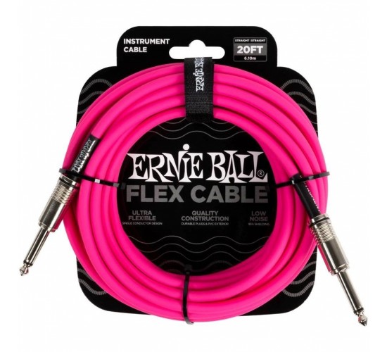 Ernie Ball 6418 кабель инструментальный Flex, прямой - прямой джеки, 6 метров, розовый