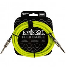Ernie Ball 6414 кабель инструментальный Flex, прямой - прямой джеки, 3 метра, зеленый