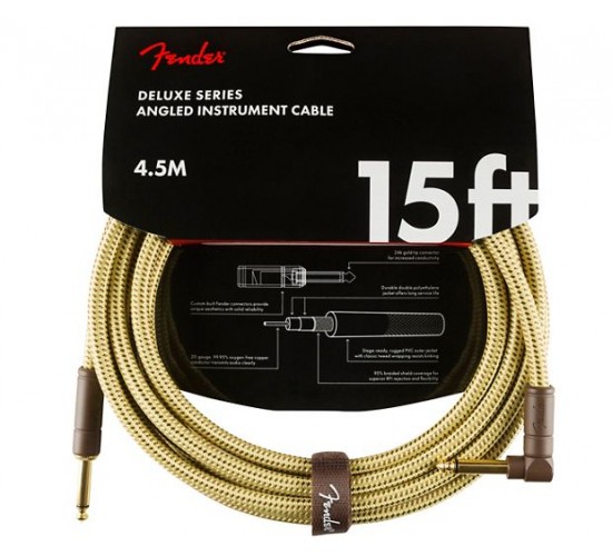 Fender Deluxe 15' ANGL INS Tweed инструментальный кабель, твид, длина 4,5 м, прям/угловой