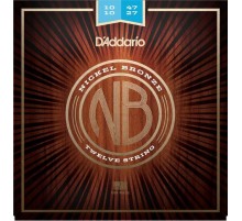 D'Addario NB1047-12 Nickel Bronze Комплект струн для 12-струнной акустической гитары, Light, 10-47