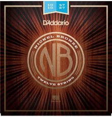 D'Addario NB1047-12 Nickel Bronze Комплект струн для 12-струнной акустической гитары, Light, 10-47