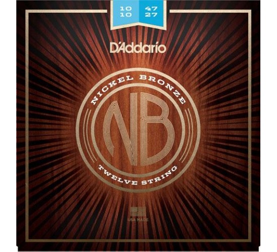 D'Addario NB1047-12 Nickel Bronze Комплект струн для 12-струнной акустической гитары, Light, 10-47
