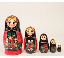 Хохлома LHM10141 Матрешка «Незабудка черный платок» 5 кукольная
