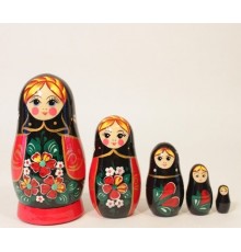 Хохлома LHM10141 Матрешка «Незабудка черный платок» 5 кукольная