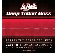 La Bella 750T-B Комплект струн для 5-струнной бас-гитары с белым нейлоном 050-135