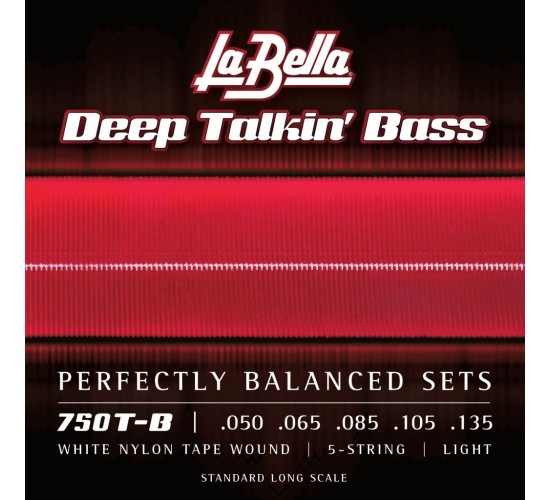 La Bella 750T-B Комплект струн для 5-струнной бас-гитары с белым нейлоном 050-135