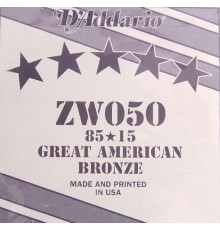 D'Addario ZW050 Отдельная струна для акустической гитары, бронза 85/15, 050
