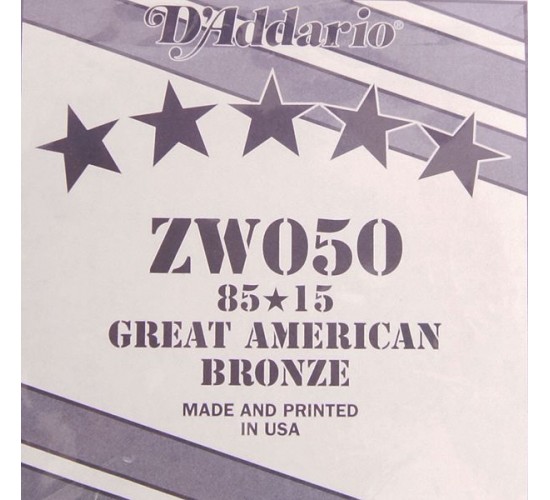 D'Addario ZW050 Отдельная струна для акустической гитары, бронза 85/15, 050