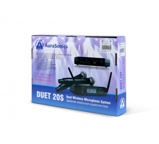 AuraSonics DUET 20S1 двойная радиосистема с ручными передатчиками, фиксированные частоты A-663,5 МГц