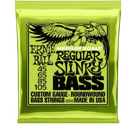 Ernie Ball 2856 струны для бас-гитары Regular Slinky Nckl Wnd Medium Scale (45-105)