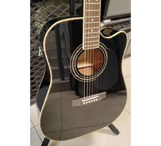Cort AD880CE BK электроакустическаягитарасвырезом,корпусдредноут,цвет черный УЦЕНКА