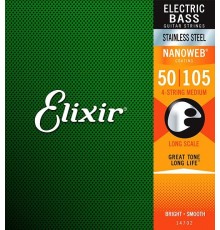 Elixir 14702 NANOWEB Комплект струн для бас-гитары, нерж.сталь, Medium, 50-105