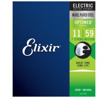 Elixir 19106 Optiweb Комплект струн для 7-струнной электрогитары, никел.сталь, Medium 11-59